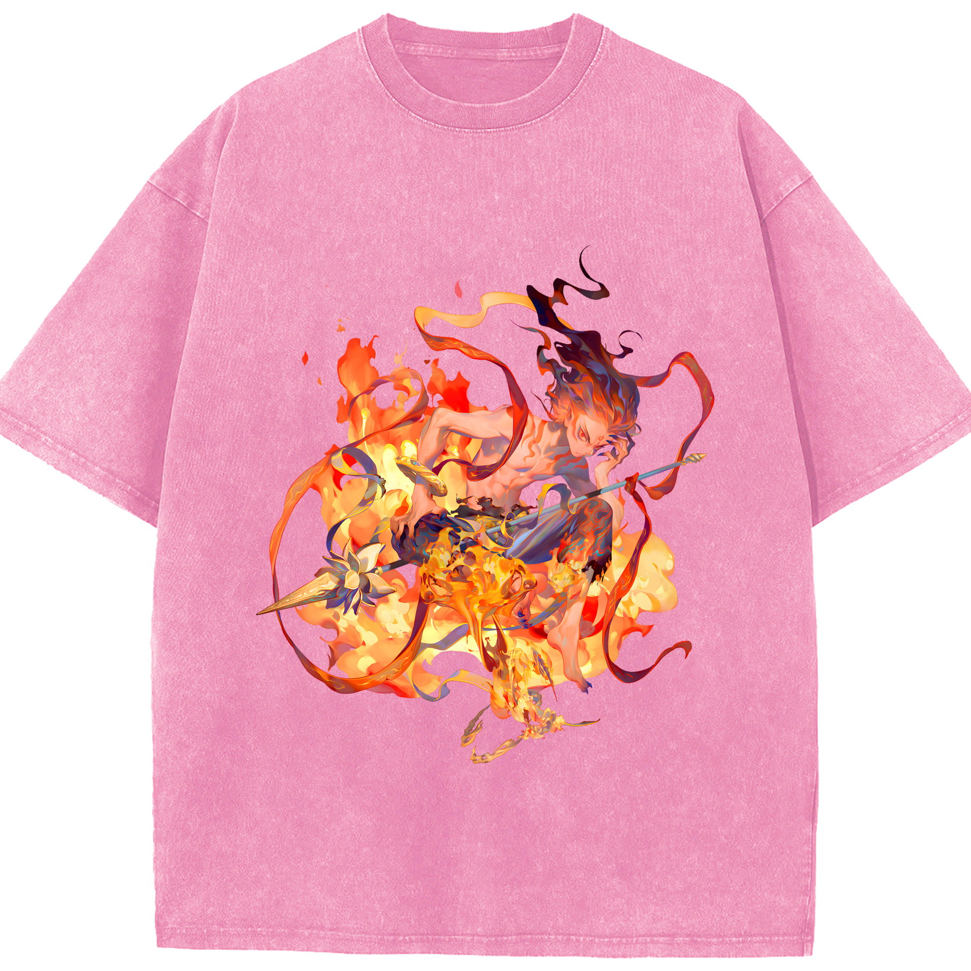 （画像用） Ne Zha 2 ナタ 魔童の大暴れ 綿100% ヴィンテージ風 半袖Tシャツ（フロントプリント）